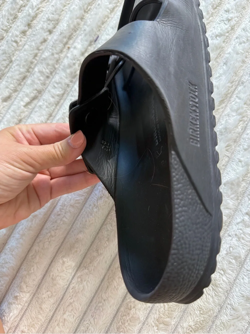 Birkenstock Arizona EVA Black Slide Sandals Adjustable Buckle Straps Men 10